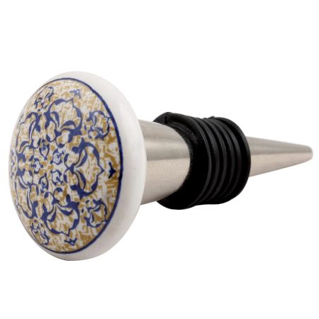Blue Floral Flat Ceramic Wine Stopper